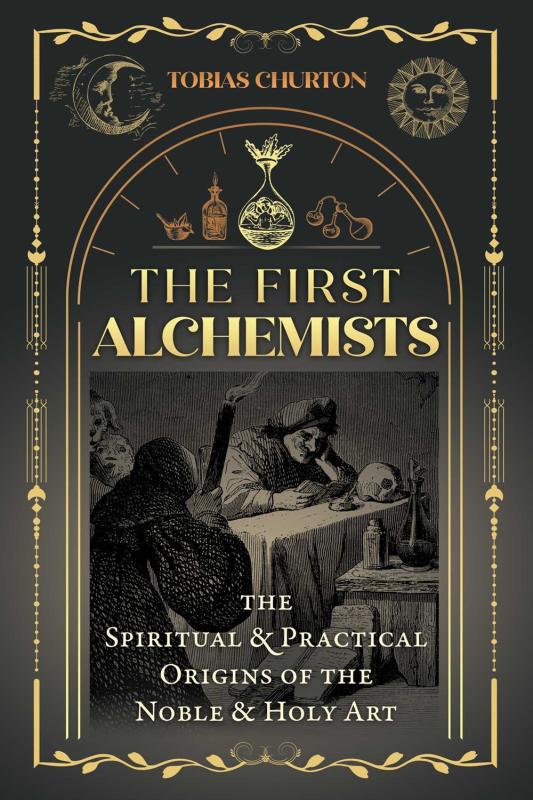 two people sitting at a table with a skull on it. the border of the cover has a sun and moon in the top corners