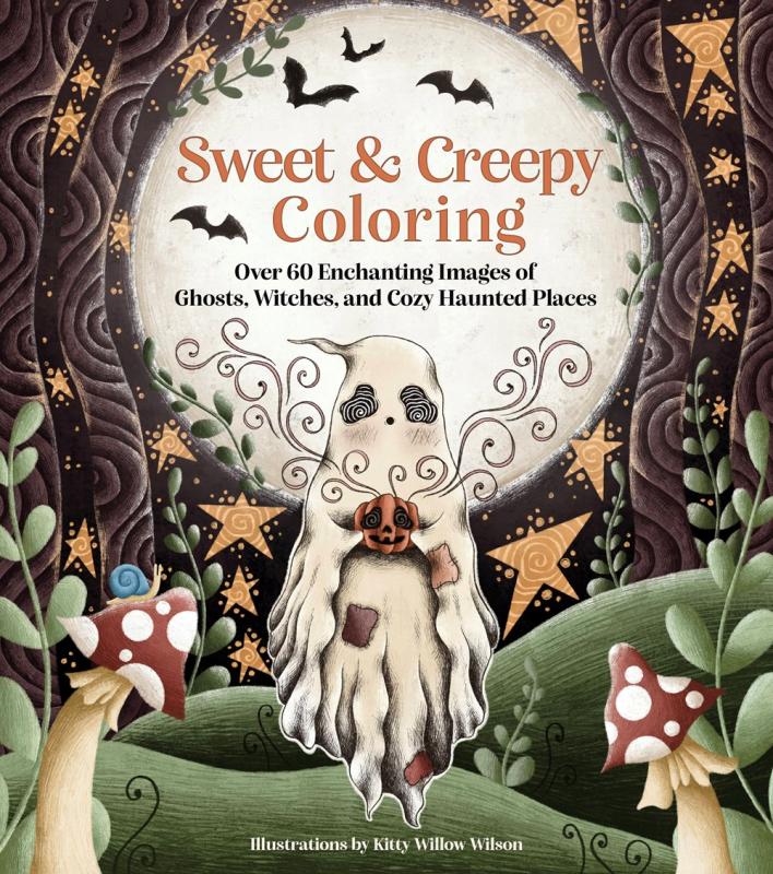 a spooktacular scene with a ghost and magical woodland creatures