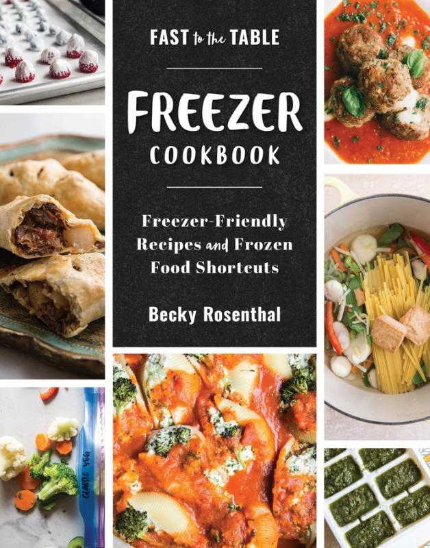 white cover with collage of illustrations of various foods with white text in black banner box