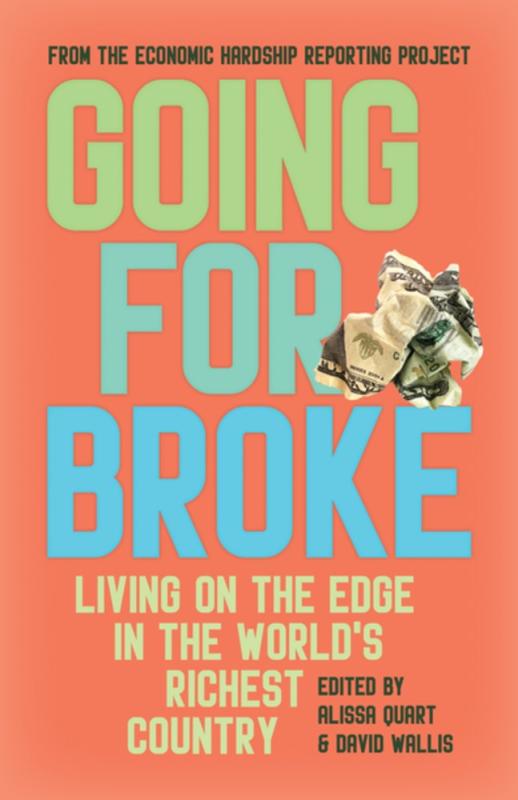 orange cover with bold green and blue text and a wade of crumpled paper money