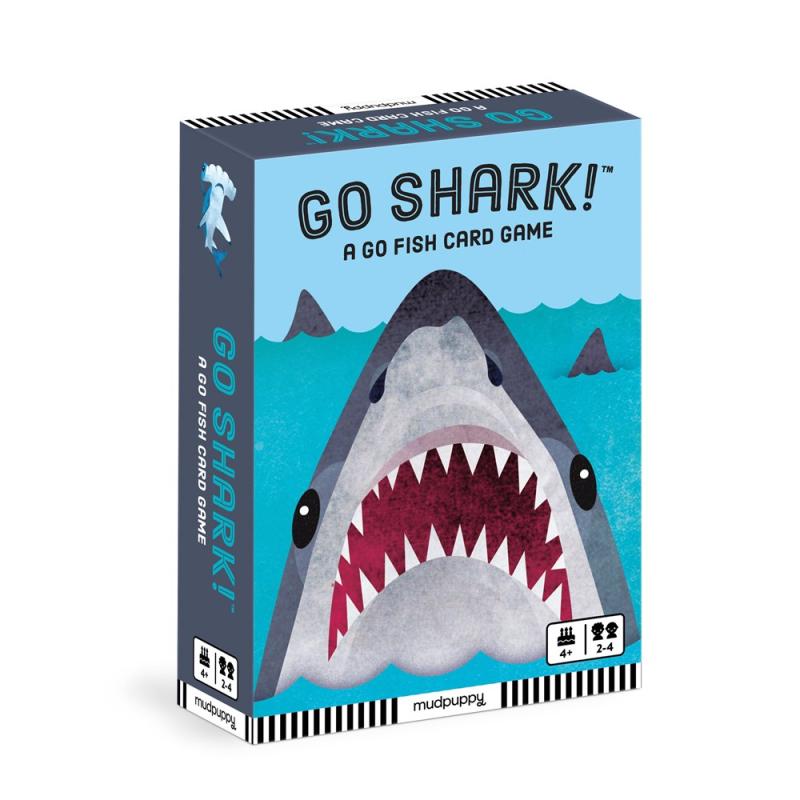 illustration of a shark with mouth open on blue cover with blue text