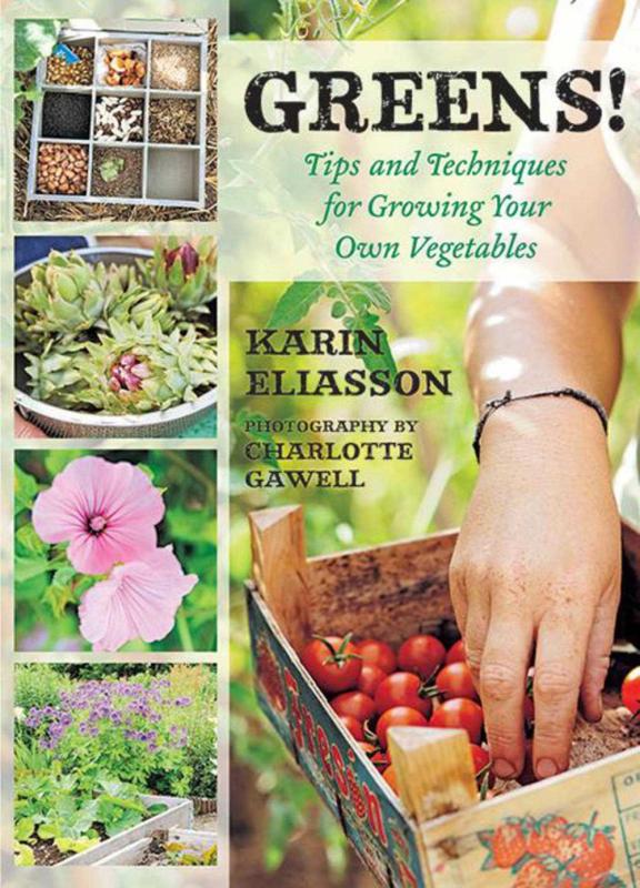collage of garden flowers and foods with black and green text with hand picking cherry tomatoes