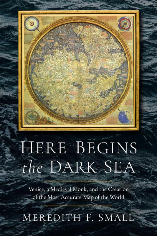 black water with gold map with white text