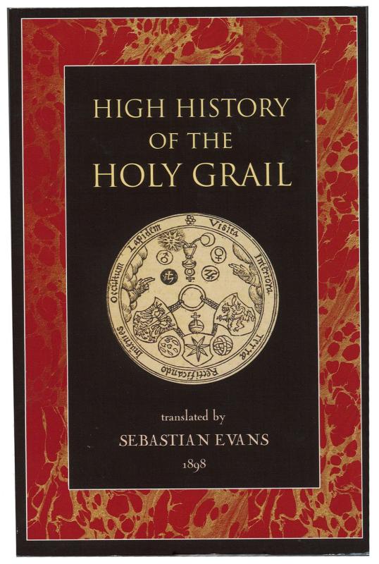 Center of cover shows an ornate grail symbol on a black background with a red border.