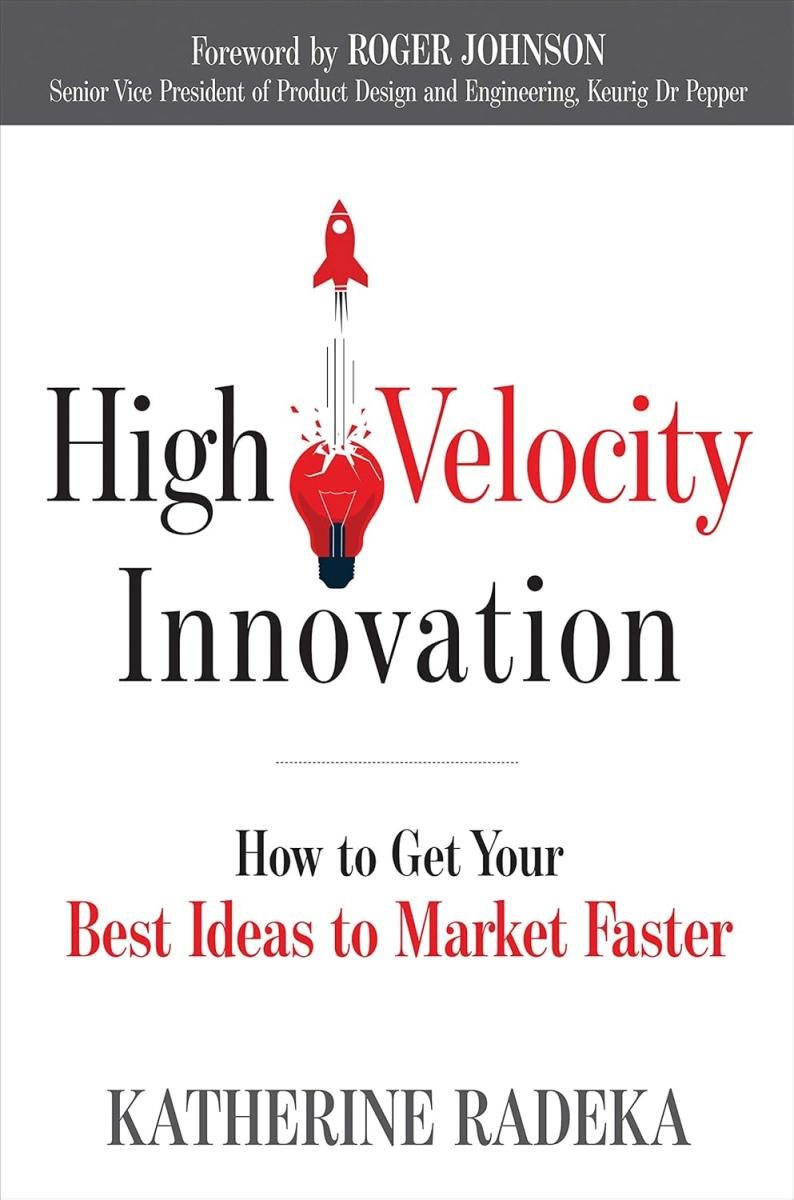 white cover with grey and red text with rocket shooting from a light bulb