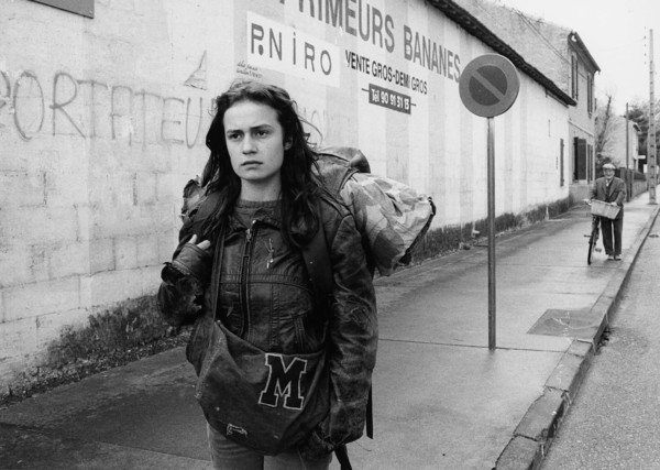black and white photo of a hitchhiker