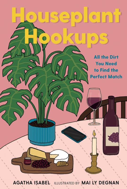 pink cover with illustration of a potted plant on a table with yellow text