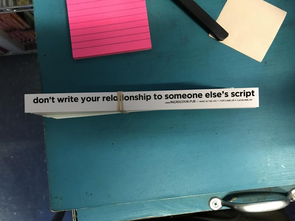 Sticker #549: don't write your relationship to someone else's script