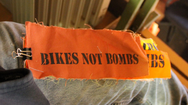 slogan, bikes not bombs.