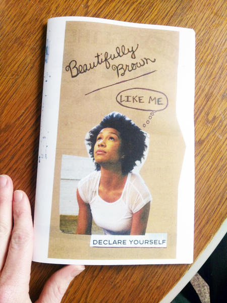 Cover of Beautifully Brown Like me, which features a dark-skinned woman looking up there's a speech bubble surrounding the words 'Like me'