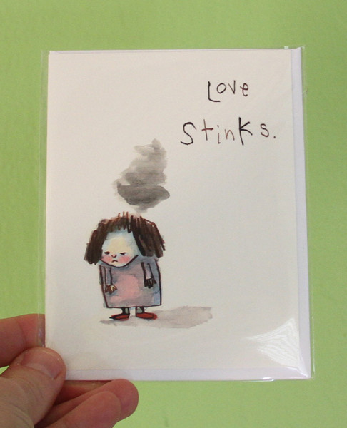 love stinks greeting card