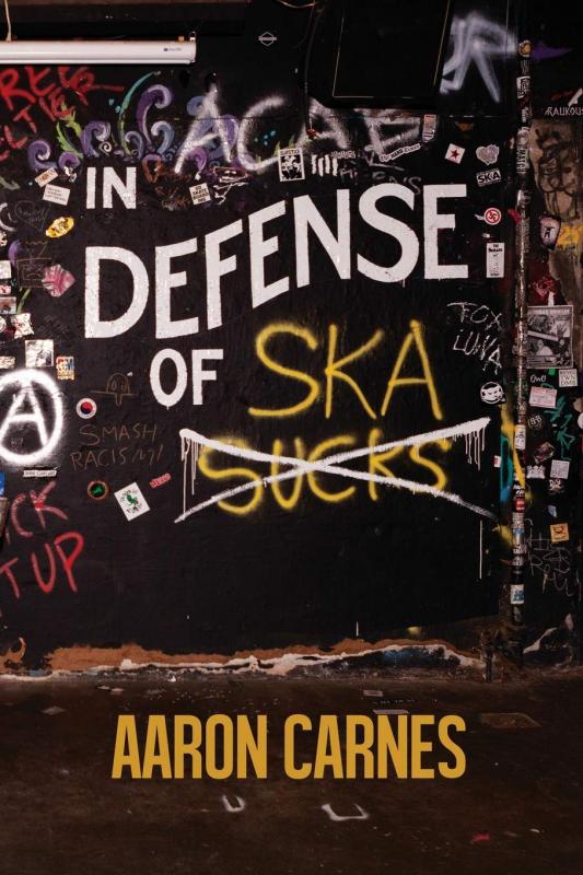 a heavily graffitied wall with the words 'ska sucks' in the middle, with the 'sucks' crossed out and 'in defense of' in font printed above 'ska'