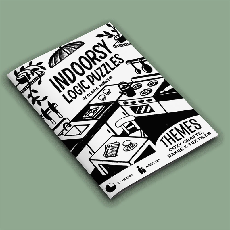 zine on an olive background featuring a kitchen
