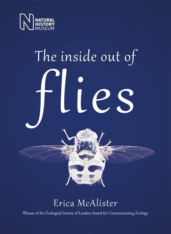 dark blue cover with bold white text and white illustration of a fly