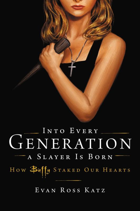 black cover with persons upper body holding a stake with white text
