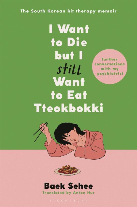 green and pink cover with illustration of a person eating sadly