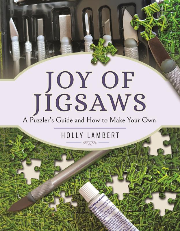 puzzle in the shape of grass with knifes and glue