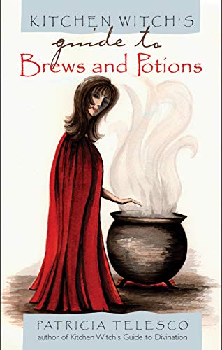 an illustration of a woman in a long red cape standing over a cauldron