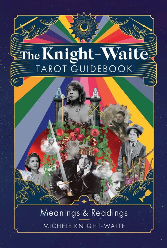 Black and white images of notable historical figures, similar to the companion deck, including WEB du Bois and Oscar Wilde and other figures surrounded by colored motifs and rainbow background