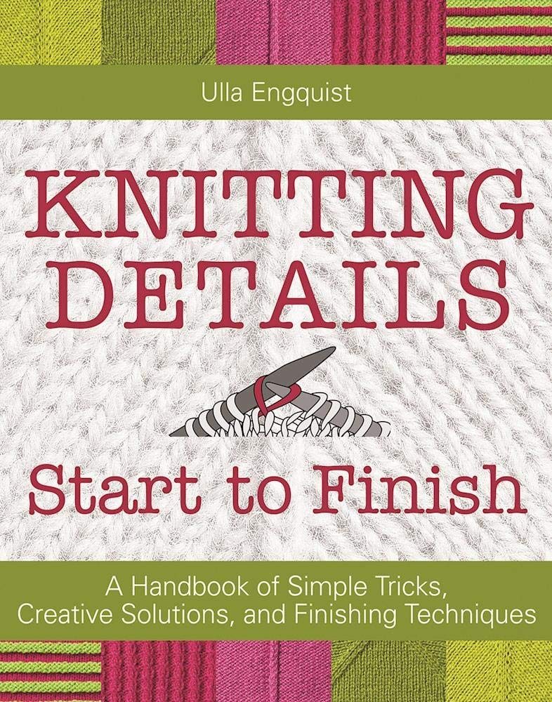pink and green and white cover with large pink text with illustrated knitting needles