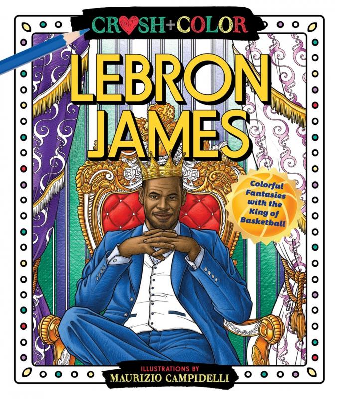 an illustration of Lebron James in a throne wearing a crown