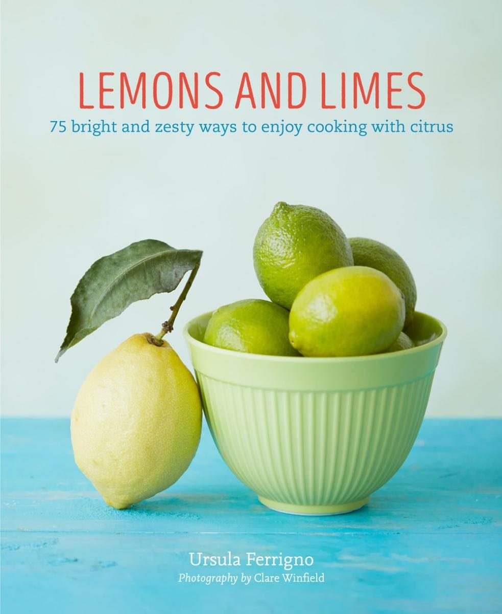 blue cover with bowl full of lemons and limes