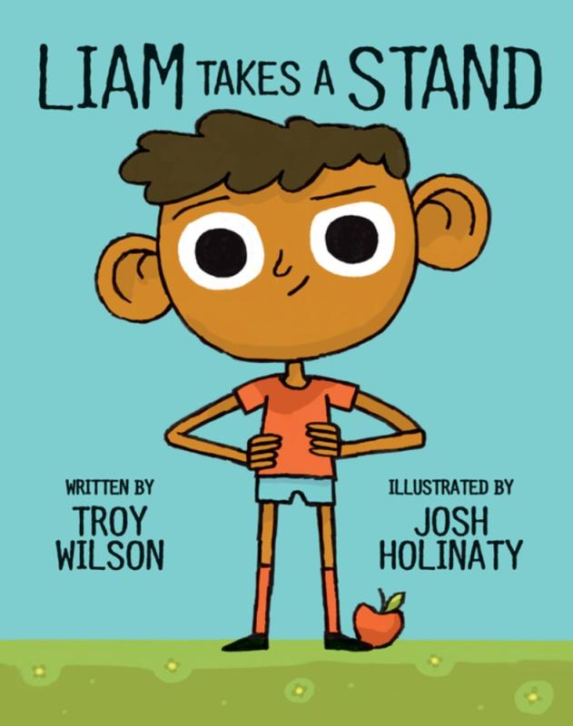 blue cover with illustration of a cartoon boy with black text