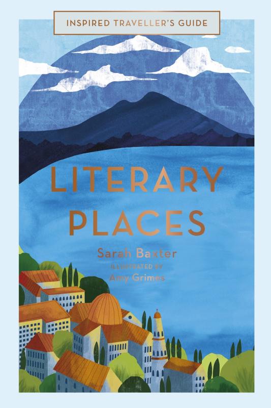 Cover depicts a small lakeside town in the shadow of mountains.