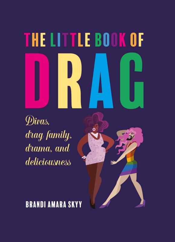 purple cover with two illustrated people posing in dresses with rainbow bold text