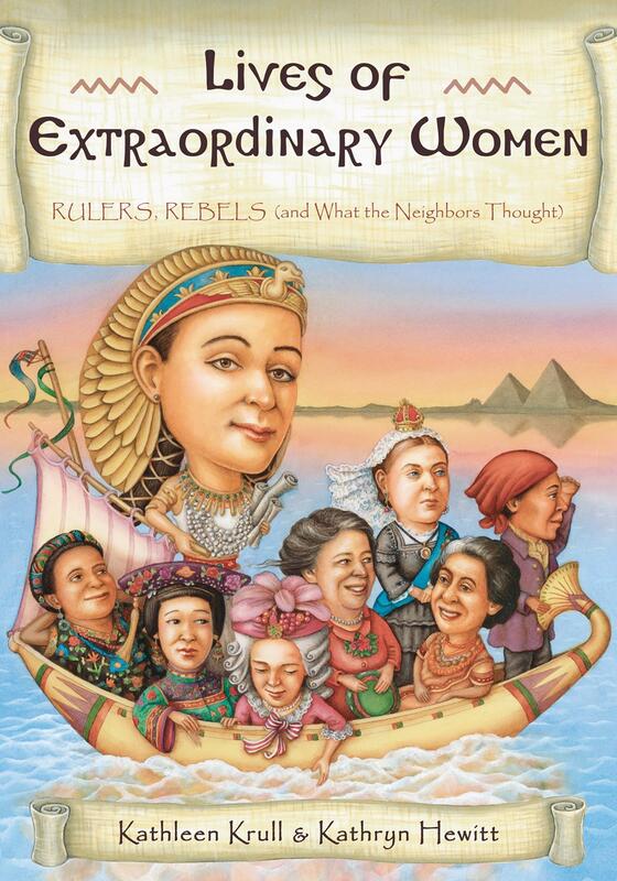 illustrations of 8 famous historical women together in an boat. 