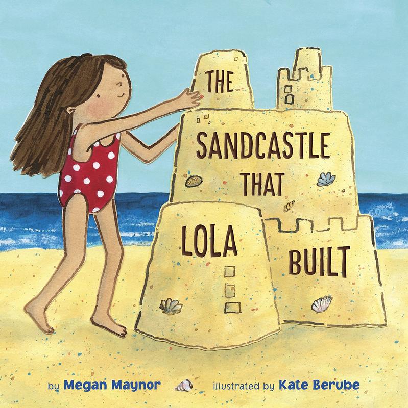 A young girl in a bathing suit building a sandcastle on a beach