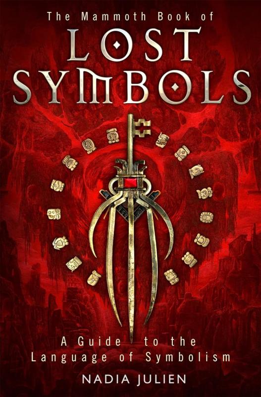 dark red cover with mysterious symbol with gold text