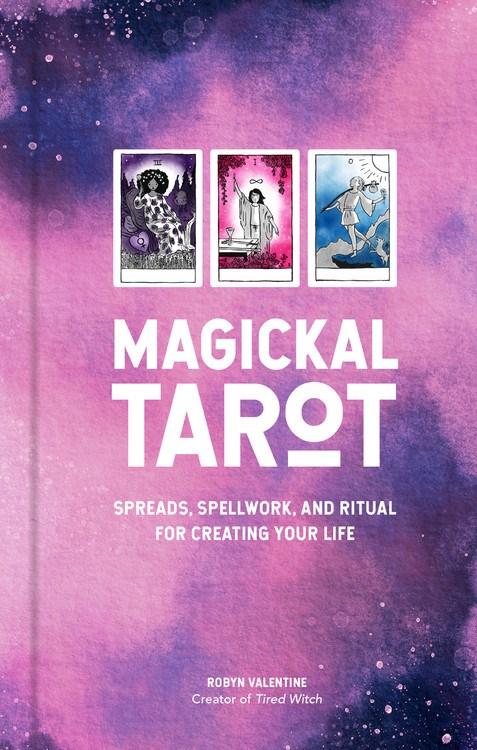 A pink, cloudy cover with 3 small tarot cards over the title.