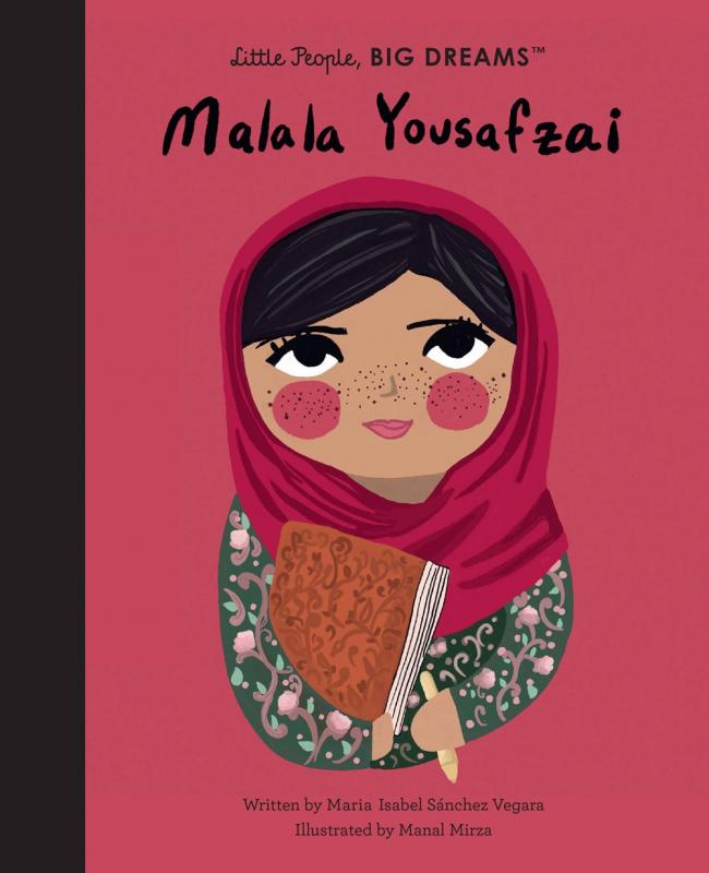 a cute illustration of Malala Yousafzai.