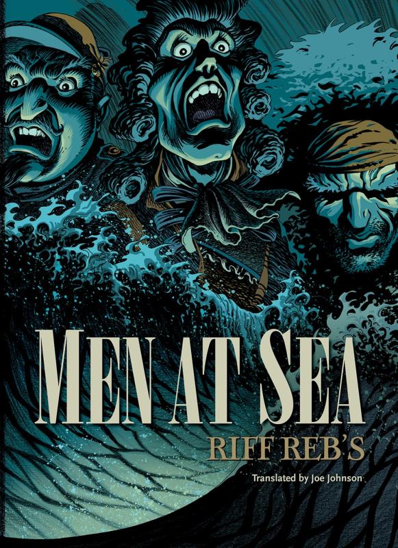 Illustration of men's anguished faces above the sea