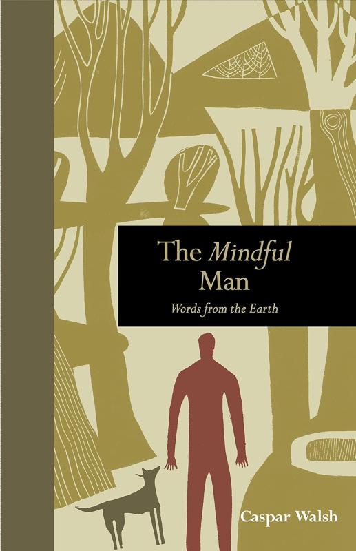 illustration of a person walking the woods with a dog