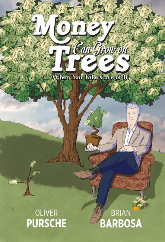 illustration of person sitting in a chair under a money tree
