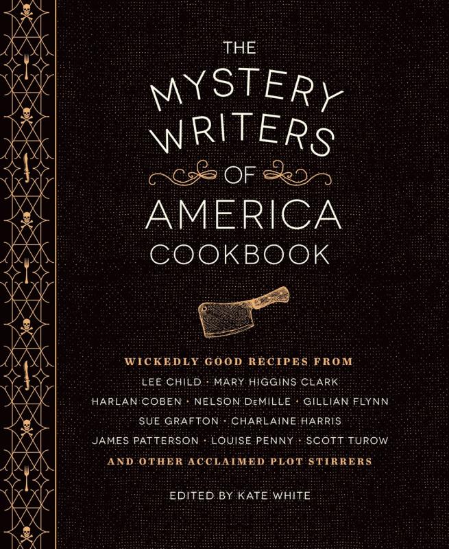 brown cover with gold spine with white and gold text with illustration of cleaver knife