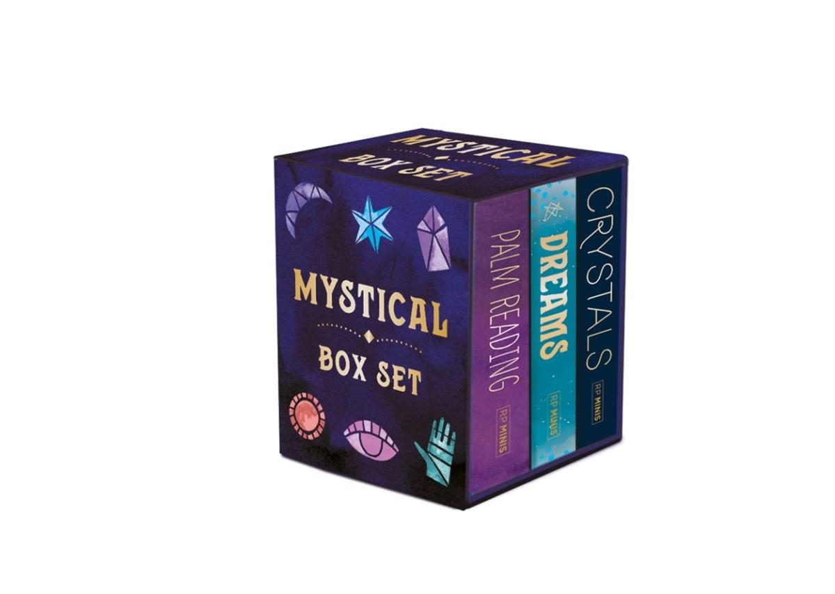 dark purple box set with gold text and 3 books inside