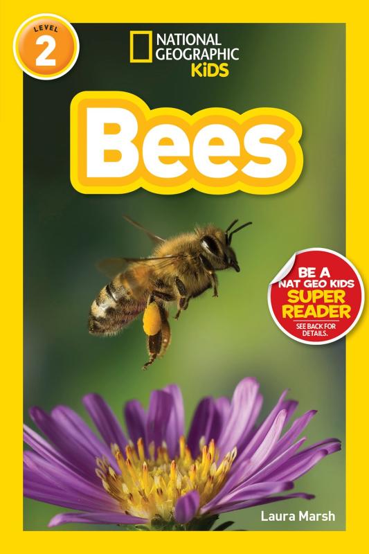 green cover with yellow border with white text with close up of a bee with purple flower