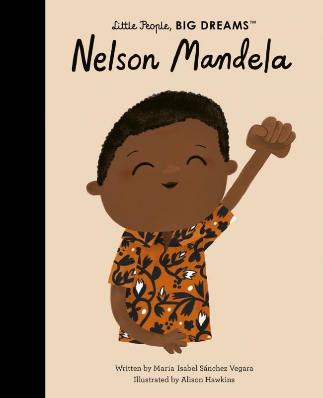 an illustration of nelson mandela with a raised fist and a viney pattern on his shirt