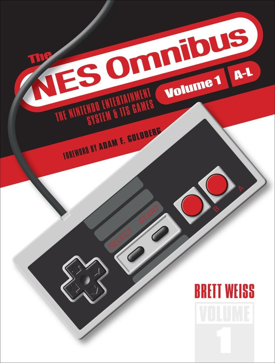 white cover with black and red text with close up of nes controller