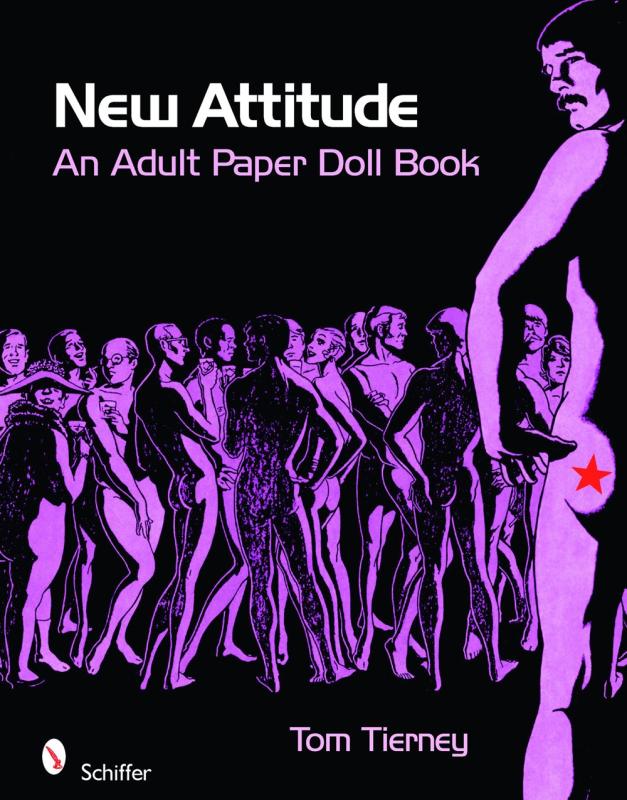 various illustrated naked figures in purple against a black background