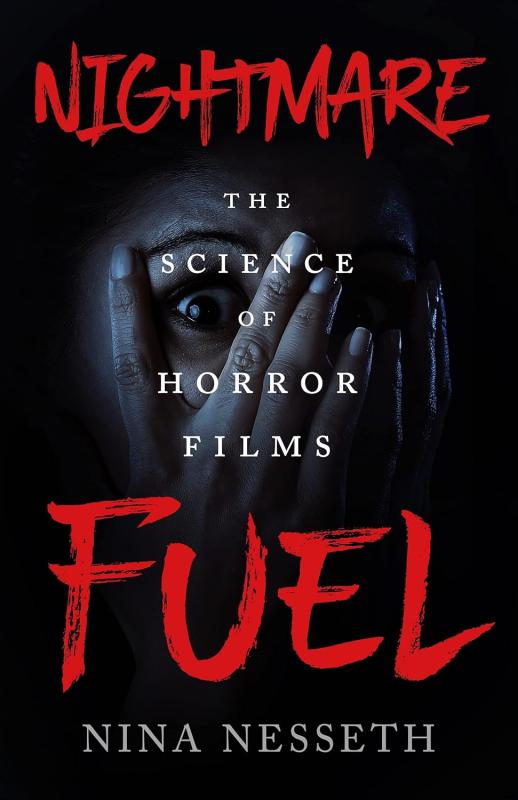 black cover with bold red text and close up of a face with hands partially covering eyes