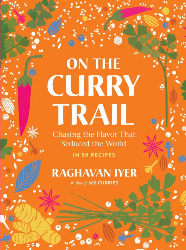 orange cover with illustration of spices and herbs with bold white text