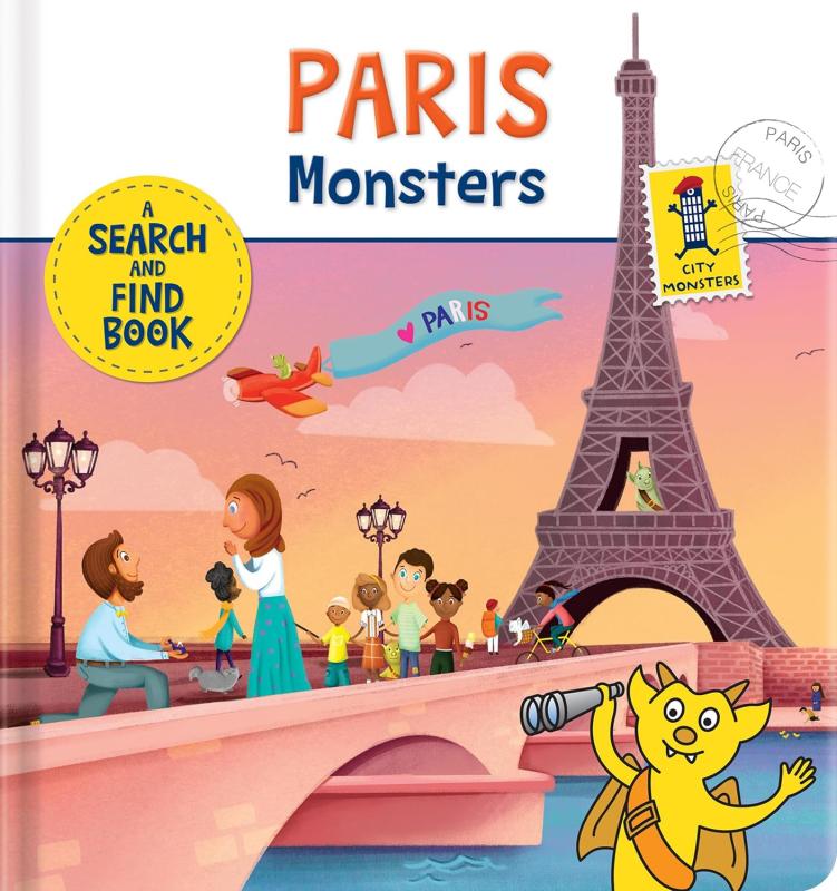 white cover with red text and illustration of monsters at the Eiffel Tower