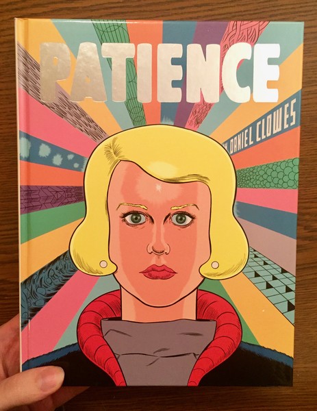 Patience by Daniel Clowes [An intent blond woman is surprised as the wold rushes by]