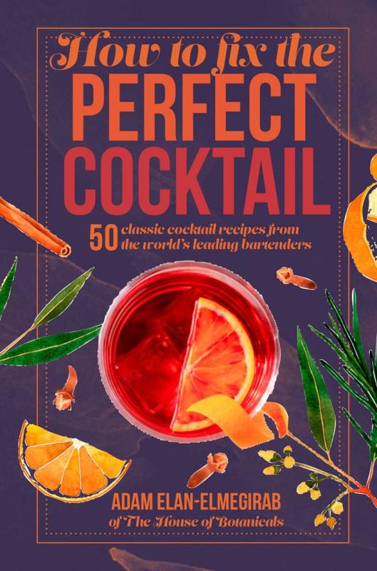 illustration of a cocktail being made with bold red text