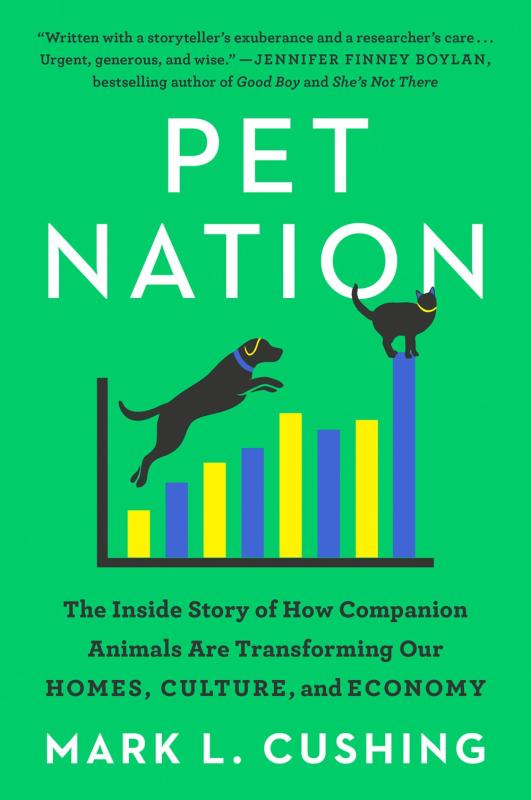 Green cover with white title and a dog jumping over a bar graph.