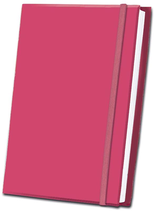 A pink fabric journal.